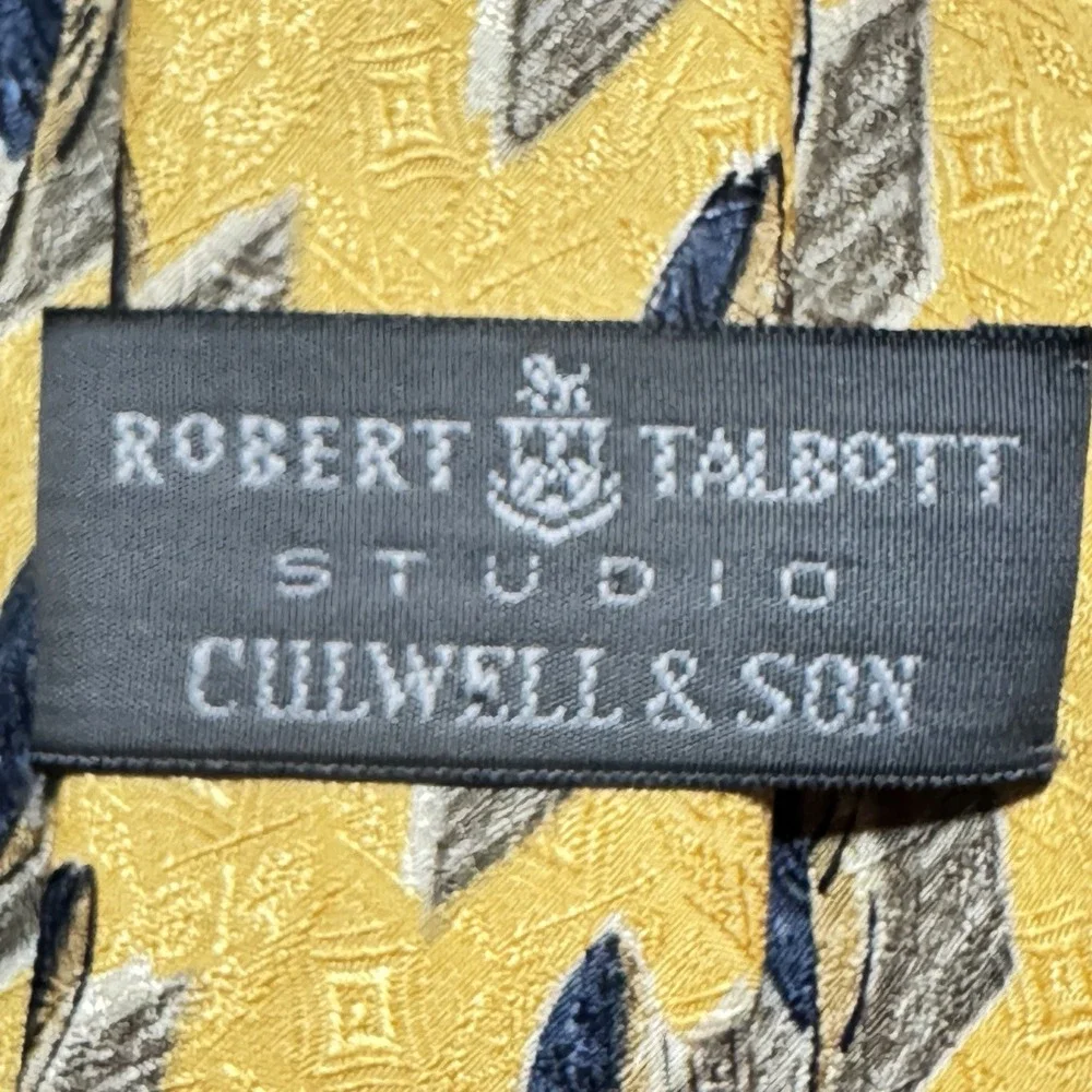 Robert‎ Talbott For Culwell & Son Neck Tie Yellow Blue 100% Italian Silk